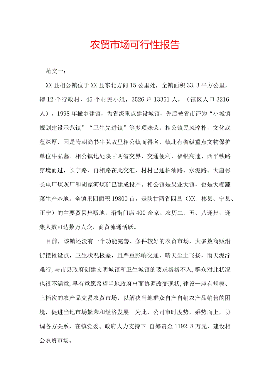 农贸市场可行性报告.docx_第1页