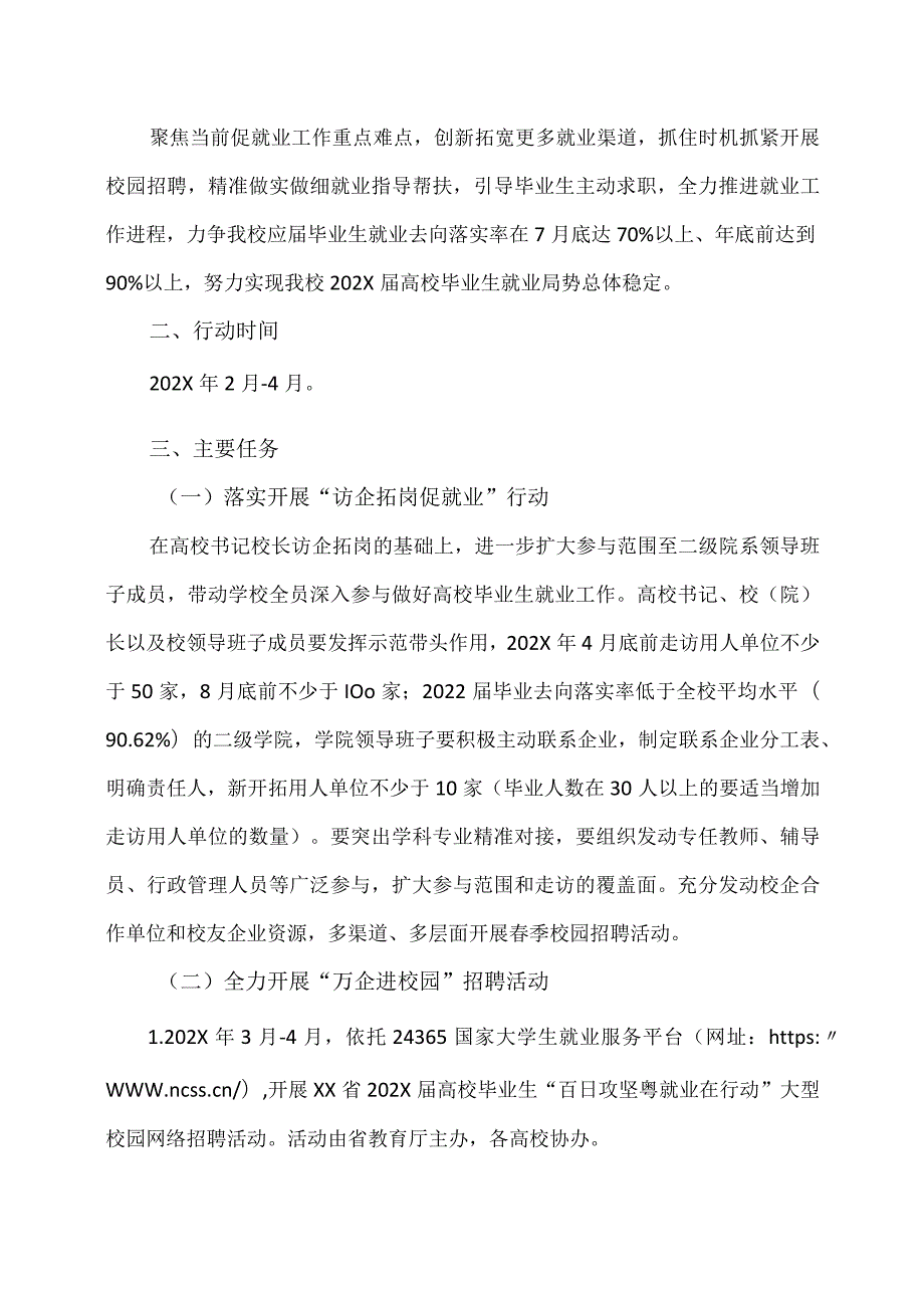 XX经济职业技术学院202X届毕业生春季促就业攻坚行动工作方案（2024年）.docx_第2页