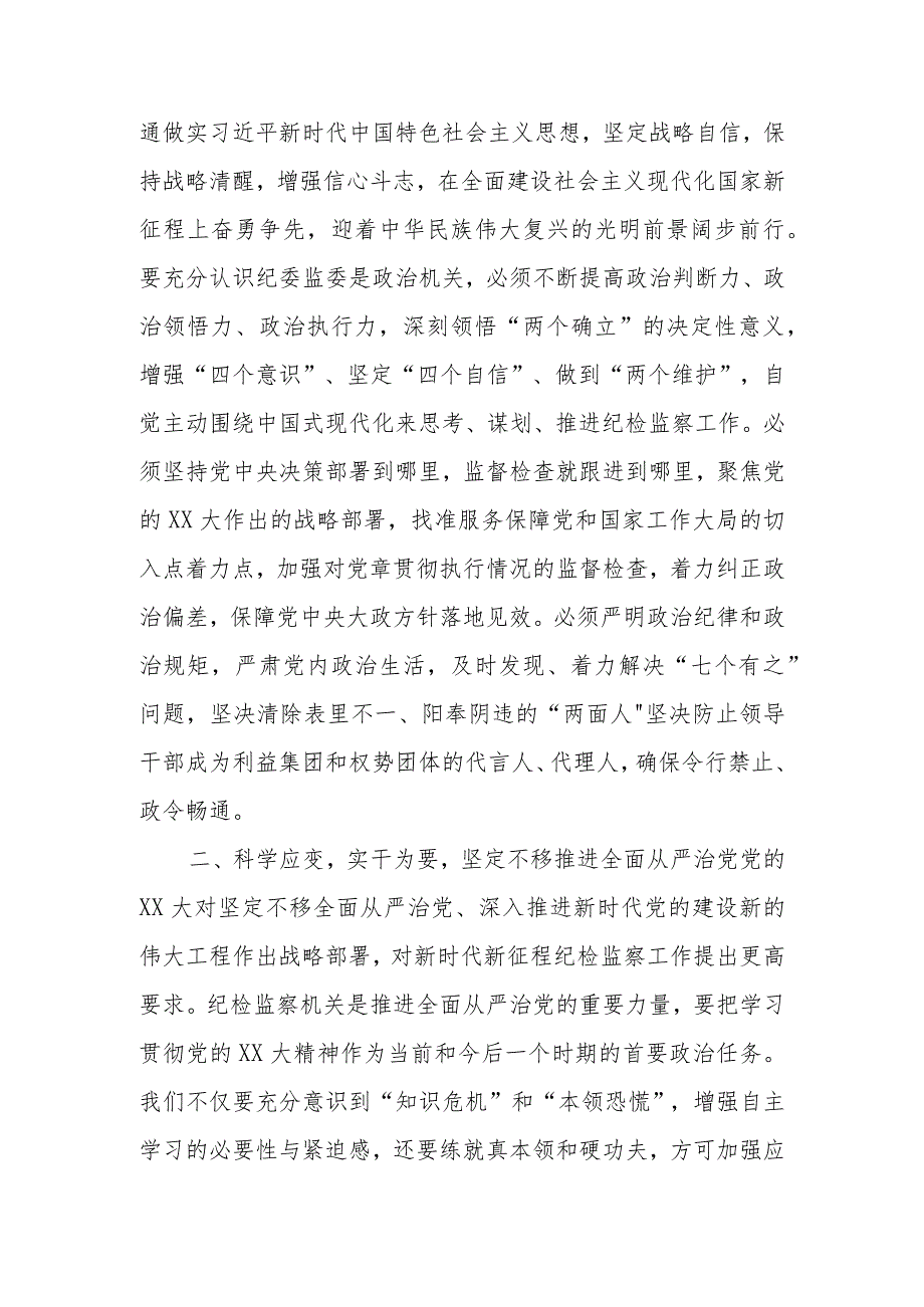 学思践悟XX大为奋力谱写中国式现代化XX篇章提供坚强纪检保障.docx_第3页