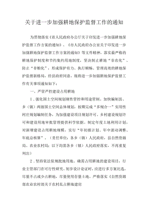 关于进一步加强耕地保护监督工作的通知.docx