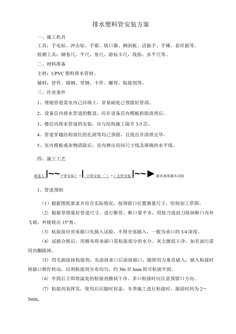 排水塑料管安装方案.docx_第1页