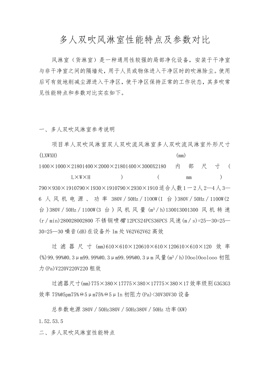 多人双吹风淋室性能特点及参数对比.docx_第1页