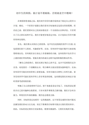 初中生的寒假做计划不要瞎做否则就是空中楼阁！.docx