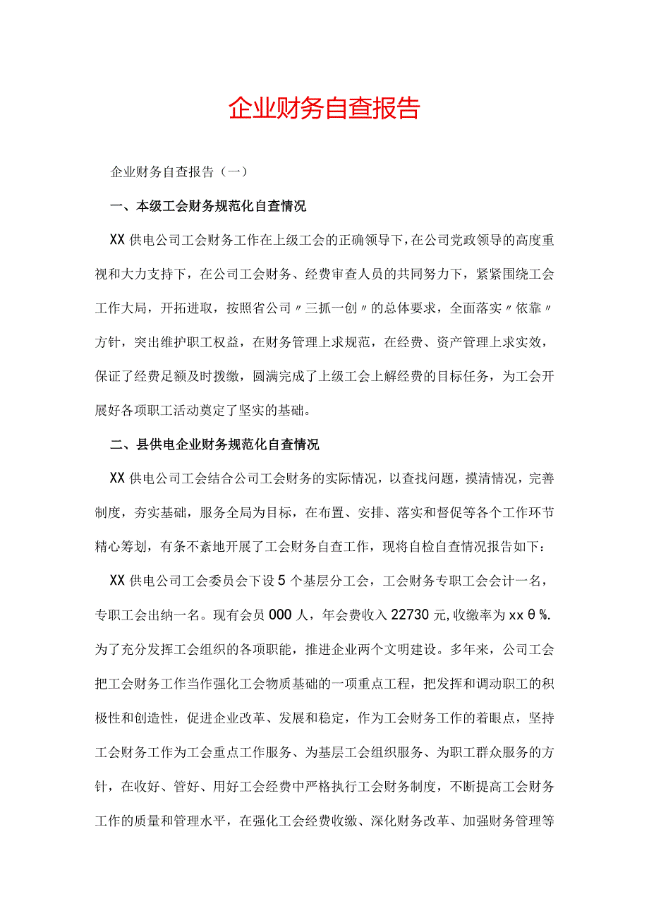 企业财务自查报告.docx_第1页