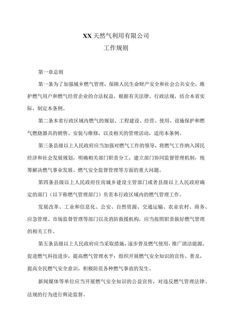 XX天然气利用有限公司工作规则（2024年）.docx_第1页