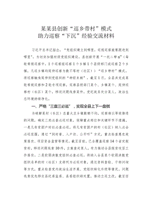 某某县创新“巡乡带村”模式助力巡察“下沉”经验交流材料.docx