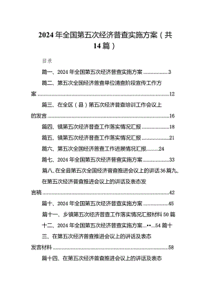 2024年全国第五次经济普查实施方案最新精选版【14篇】.docx