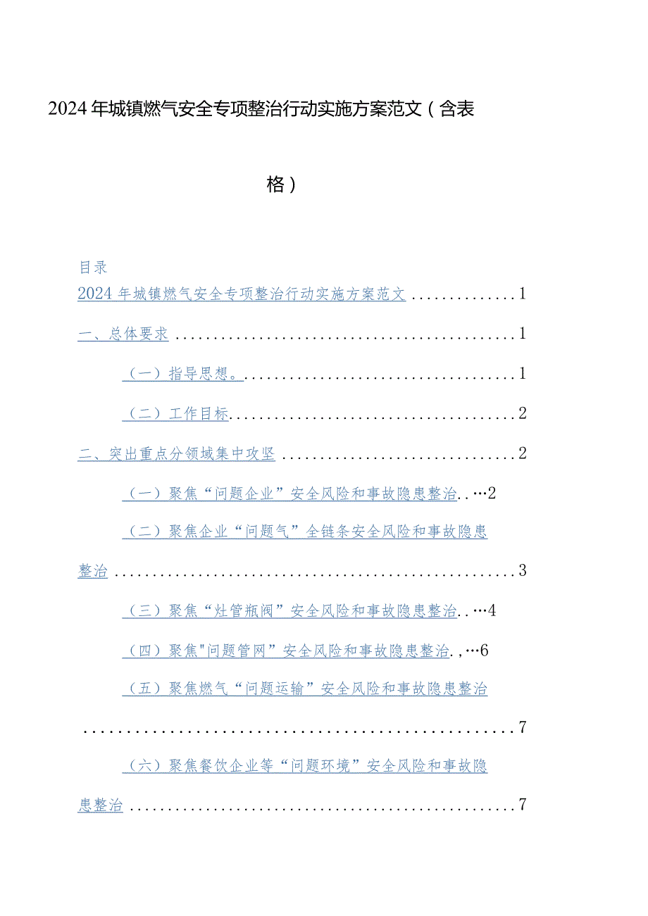 2024年城镇燃气安全专项整治行动实施方案范文.docx_第1页