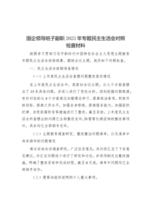 国企领导班子副职2023年专题民主生活会对照检查材料&排比句40例（2024年1月31日）.docx