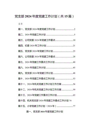 党支部2024年度党建工作计划（共15篇）.docx