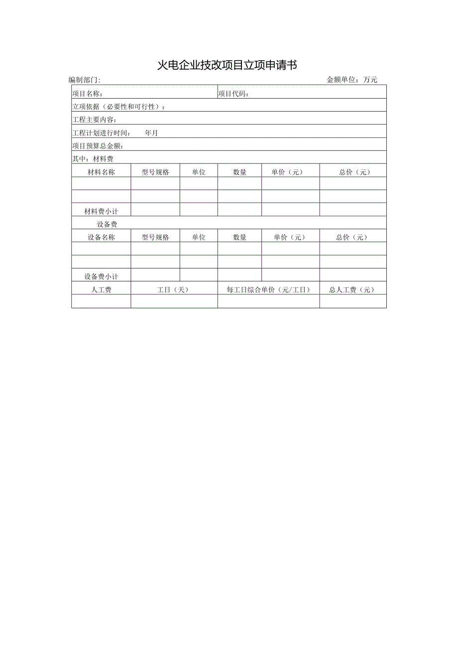 火电企业技改项目立项申请书.docx_第1页