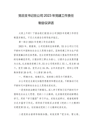 党总支书记在公司 2023 年党建工作责任制会议讲话.docx