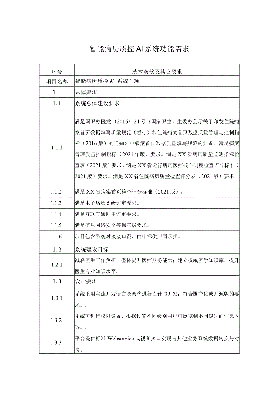 智能病历质控AI系统功能需求.docx_第1页