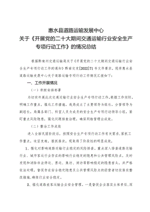 县道路运输发展中心关于开展道路运输行业安全生产专项行动工作总结12.26.docx