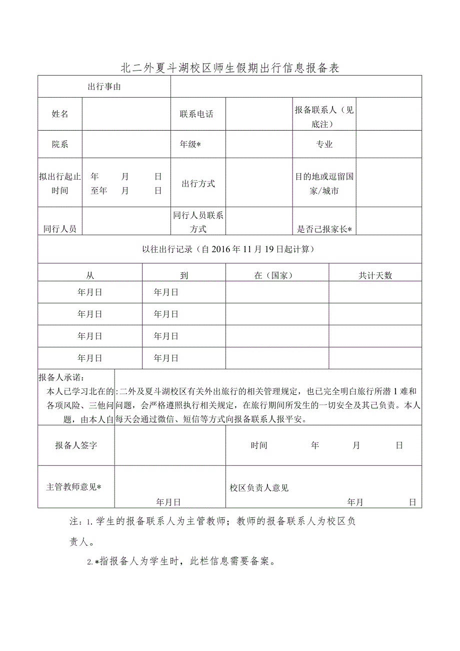 北二外夏斗湖校区师生假期出行信息报备表.docx_第1页