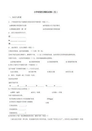 小升初模拟试卷（5）人教部编版（含答案）.docx