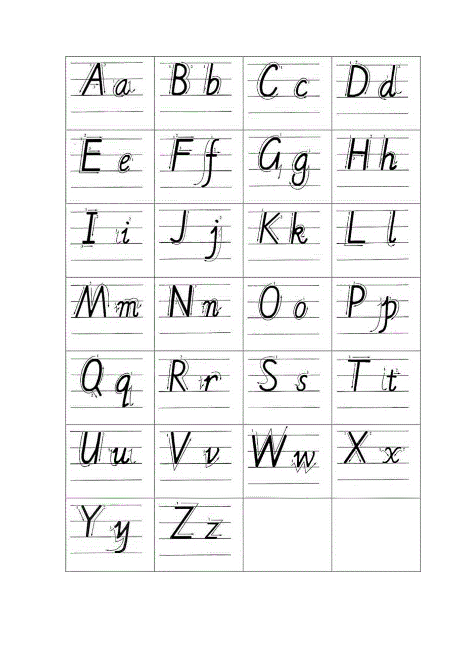 26个英文字母书写标准及练习Word高清打印版.docx_第1页