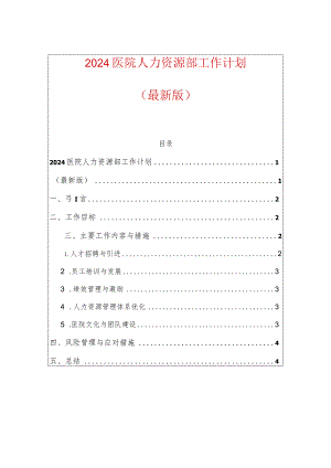 2024医院人力资源部工作计划.docx