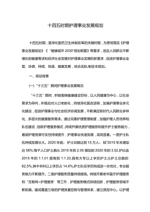 十四五时期护理事业发展规划.docx