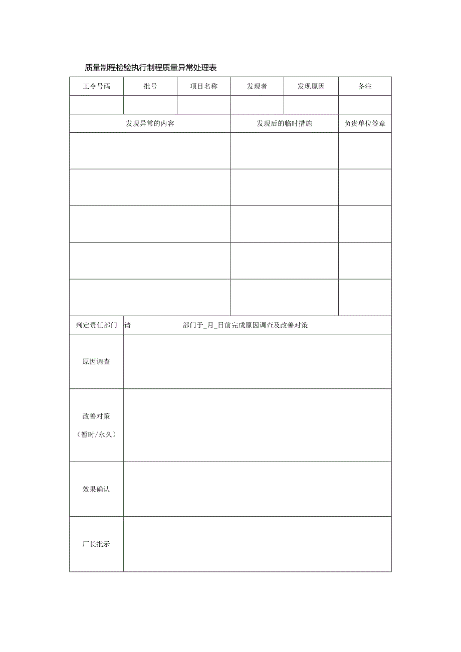 质量制程检验执行制程质量异常处理表.docx_第1页