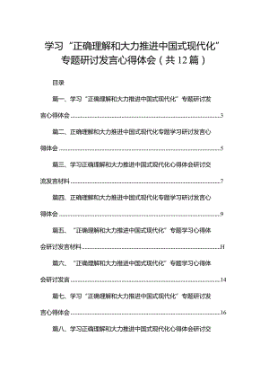 学习“正确理解和大力推进中国式现代化”专题研讨发言心得体会(精选12篇合集).docx