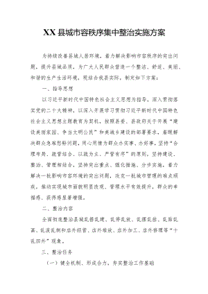 XX县城市容秩序集中整治实施方案.docx