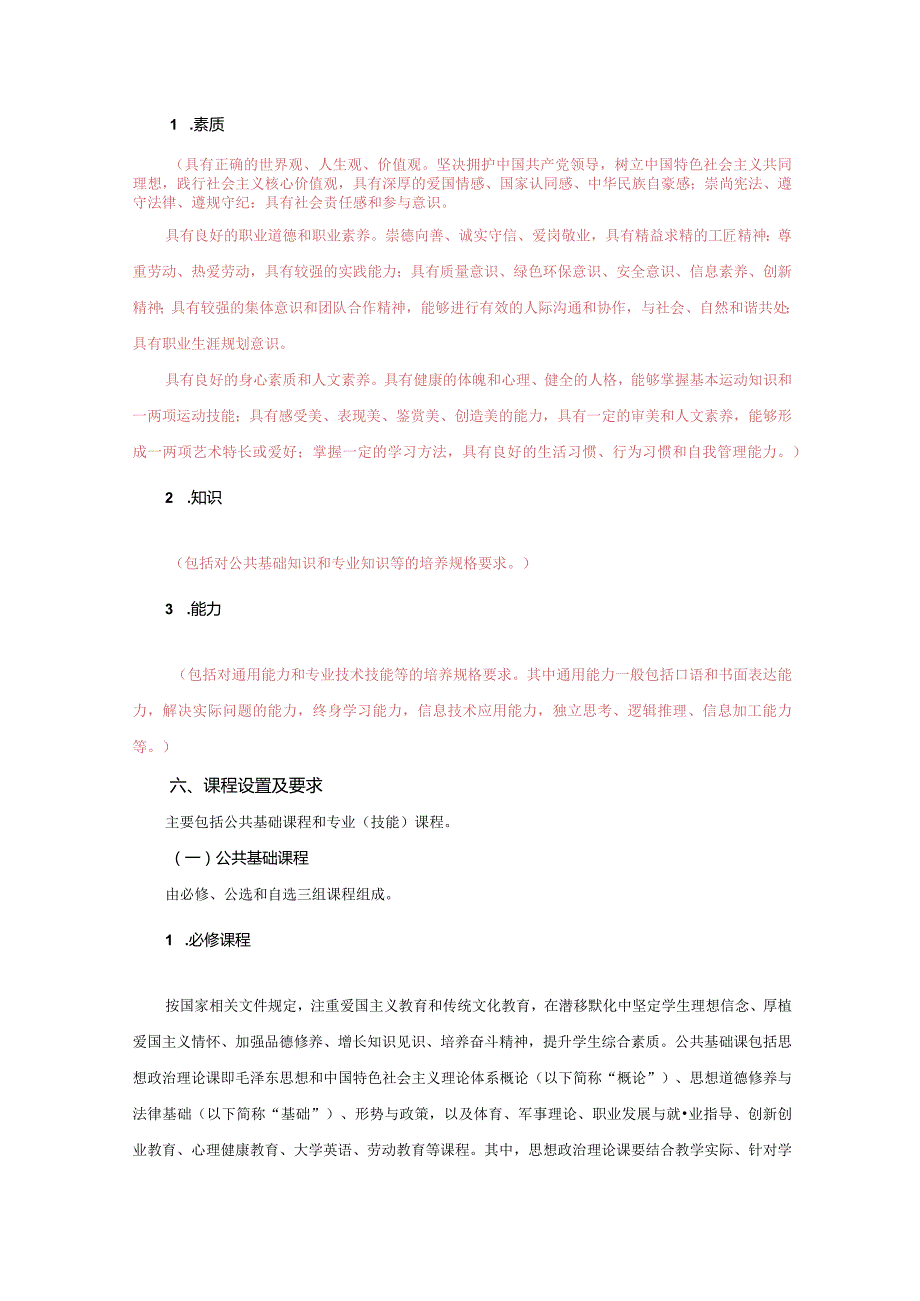 XX职业技术学院专业人才培养方案示例框架和基本要 求（2024年）.docx_第2页