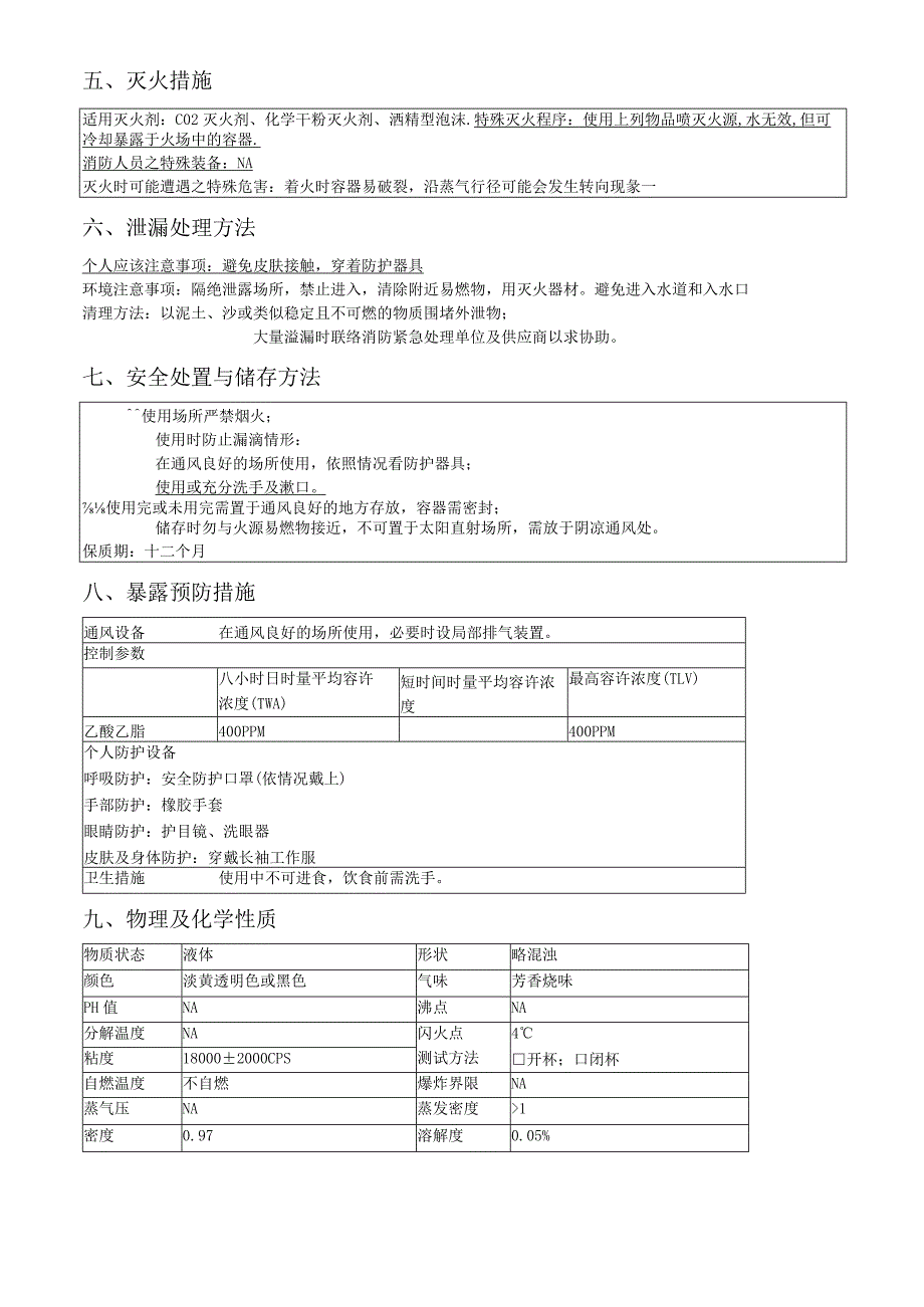 弹性胶水物质安全资料表(MSDS).docx_第2页