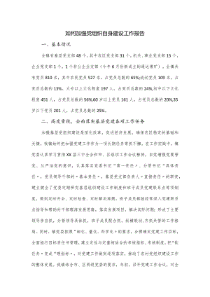 如何加强党组织自身建设工作报告.docx