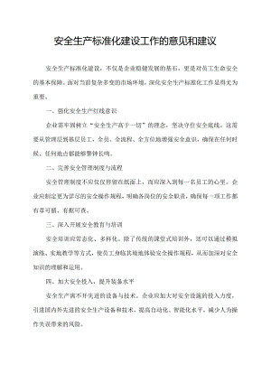 安全生产标准化建设工作的意见和建议.docx