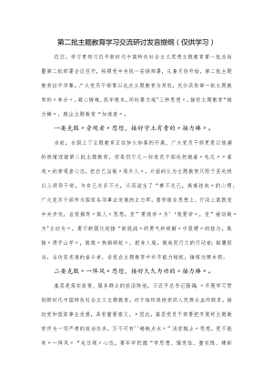 第二批主题教育学习交流研讨发言提纲.docx