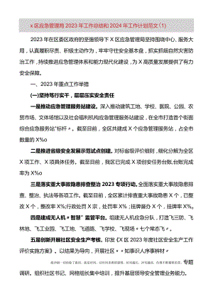 应急单位2023年工作总结和2024年工作计划汇编（5篇）.docx