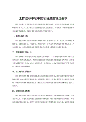 工作注意事项中的项目进度管理要求.docx