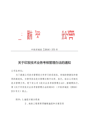 关于印发技术业务考核管理办法的通知.docx