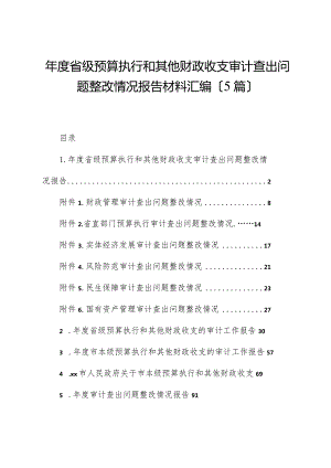 （5篇）年度省级预算执行和其他财政收支审计查出问题整改情况报告材料汇编.docx