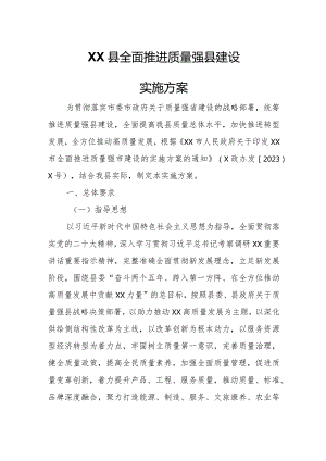 XX县全面推进质量强县建设实施方案.docx