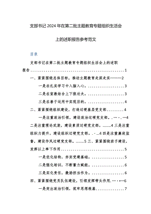 支部书记2024年在第二批主题教育专题组织生活会上的述职报告参考范文.docx