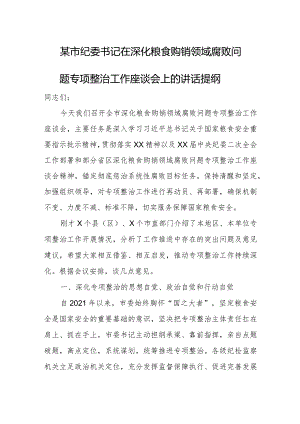 某市纪委书记在深化粮食购销领域腐败问题专项整治工作座谈会上的讲话提纲1.docx