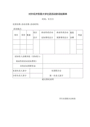 28 对外经济贸易大学社团活动款项结算单.docx