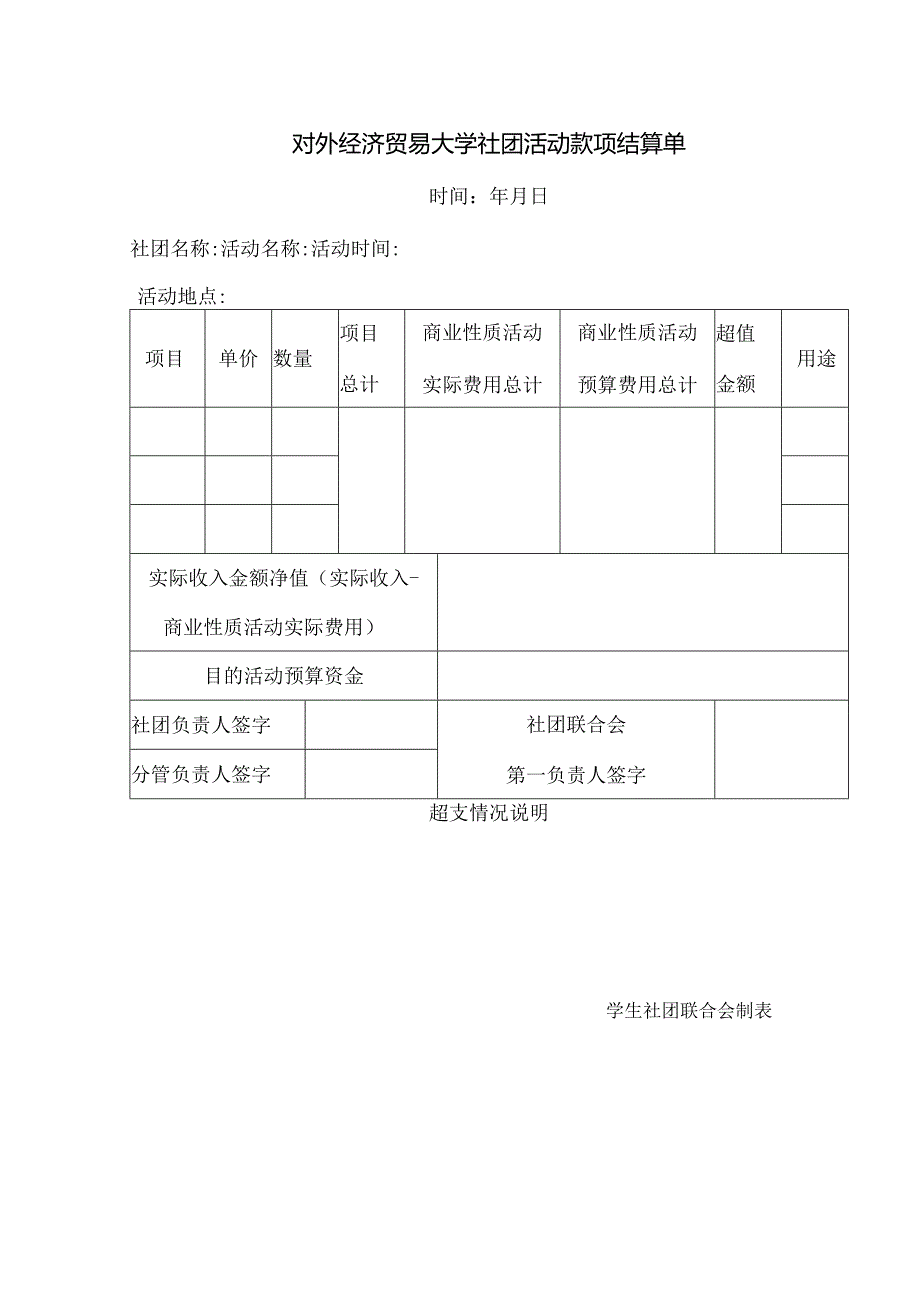 28 对外经济贸易大学社团活动款项结算单.docx_第1页