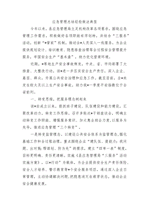 应急管理总结经验做法典型.docx