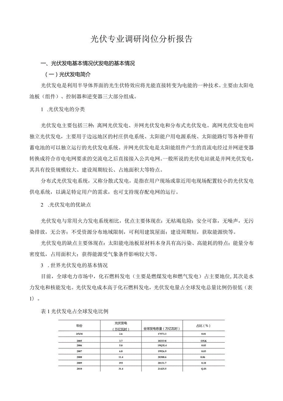 光伏专业调研岗位分析报告.docx_第1页