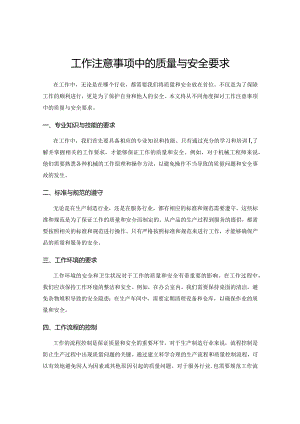 工作注意事项中的质量与安全要求.docx