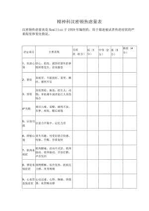 精神科汉密顿焦虑量表.docx