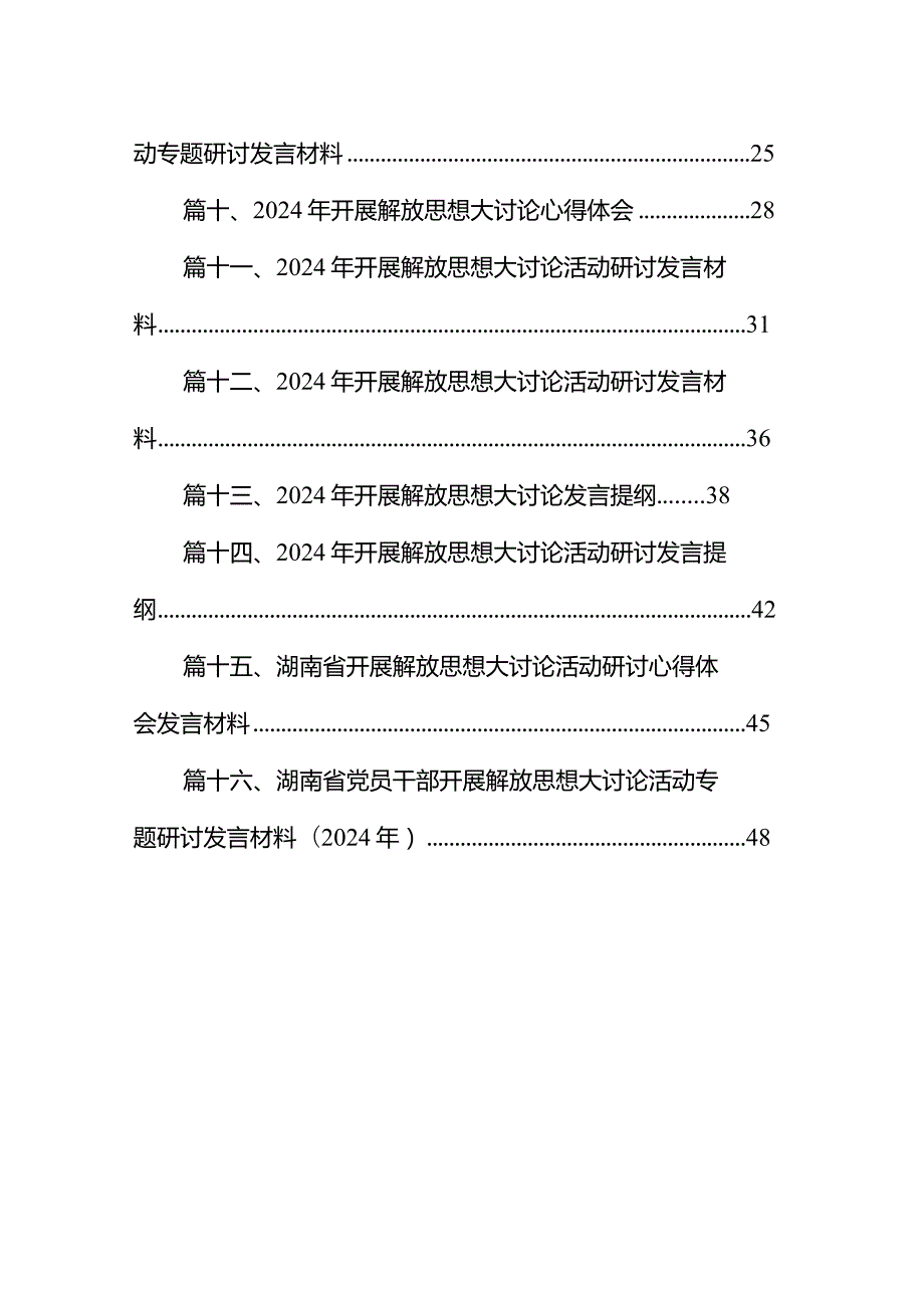 湖南省党员干部开展解放思想大讨论活动专题研讨发言材料（2024年）16篇（详细版）.docx_第2页