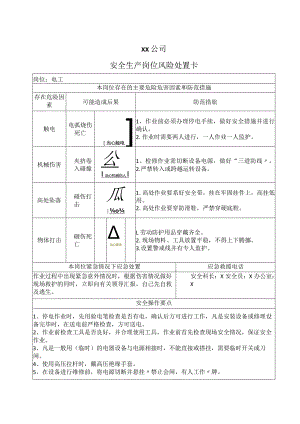 XX公司安全生产岗位风险处置卡（2024年）.docx