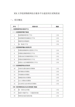 XX大学校园物联网综合服务平台建设项目采购需求.docx