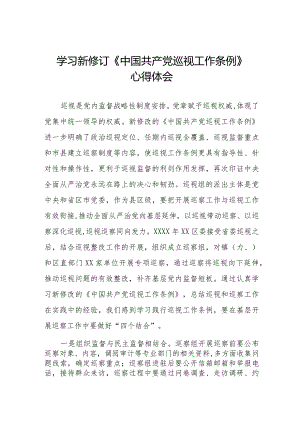 学习新修订中国共产党巡视工作条例(2024版)心得体会五篇.docx