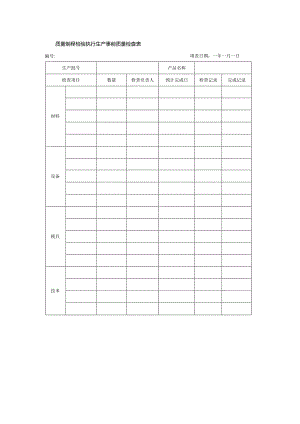 质量制程检验执行生产事前质量检查表.docx