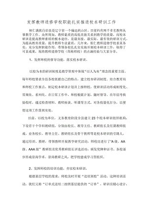 发挥教师进修学校职能扎实推进校本研训工作.docx